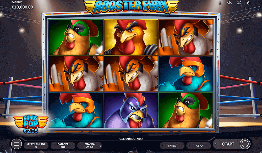 Графика слота Rooster Fury Графика слота Rooster Fury